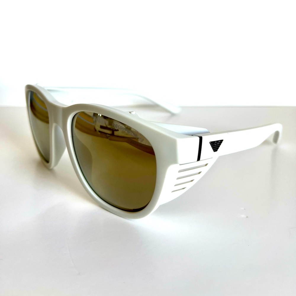 NEW Emporio Armani EA4216U Sustainable White Sunglasses w Interchangeable Parts